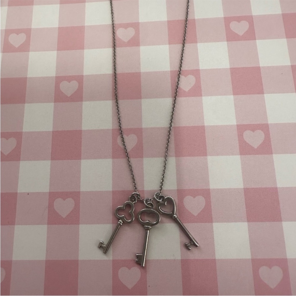 Tiffany & Co. Triple Key Silver Pendant Necklace